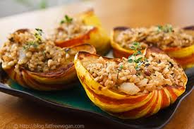 Squash stuffed with rice and veggies